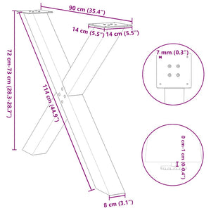 vidaXL Dining Table Legs X-Shaped 2 pcs Anthracite 90x(72-73) cm Steel