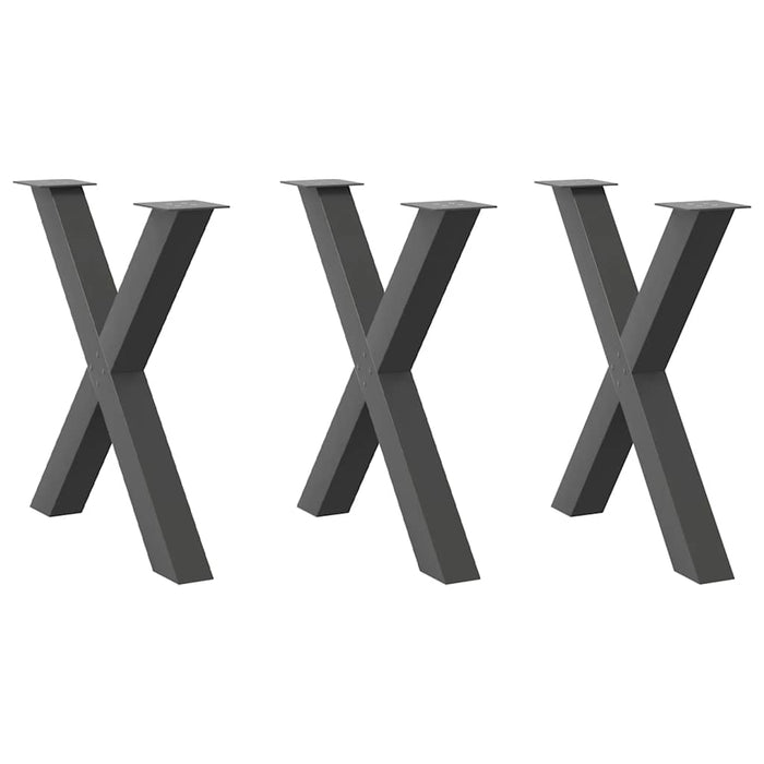 vidaXL Dining Table Legs X-Shaped 3 pcs Anthracite 70x(72-73) cm Steel