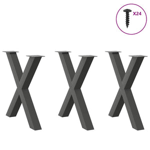 vidaXL Dining Table Legs X-Shaped 3 pcs Anthracite 70x(72-73) cm Steel