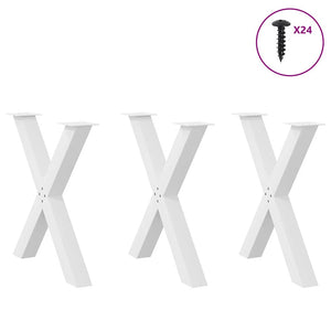 vidaXL Dining Table Legs X-Shaped 3 pcs White 80x(72-73) cm Steel