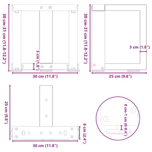 vidaXL Coffee Table Legs T-Shaped 2 pcs Black 30x25x(30-31) cm Steel