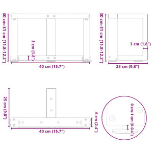 vidaXL Coffee Table Legs T-Shaped 2 pcs Black 40x25x(30-31) cm Steel