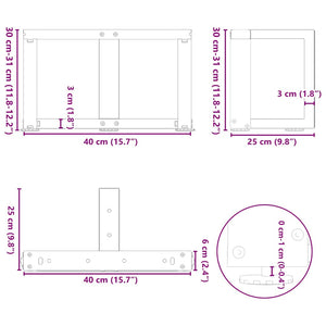 vidaXL Coffee Table Legs T-Shaped 2 pcs Anthracite 40x25x(30-31) cm Steel