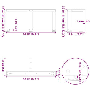 vidaXL Coffee Table Legs T-Shaped 2 pcs Anthracite 60x25x(30-31) cm Steel