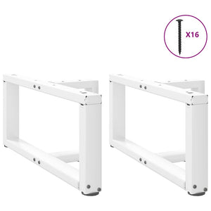 vidaXL Coffee Table Legs T-Shaped 2 pcs White 70x25x(30-31) cm Steel