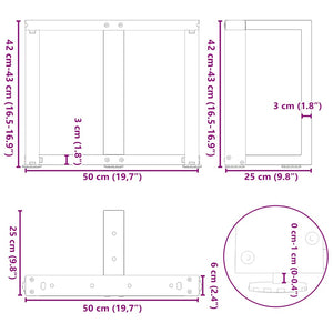 vidaXL Coffee Table Legs T-Shaped 2 pcs Black 50x25x(42-43) cm Steel