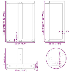 vidaXL Dining Table Legs T-Shaped 2 pcs Black 50x35x(72-73) cm Steel