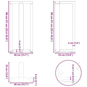 vidaXL Bar Table Legs T-Shaped 2 pcs Black 40x35x(91-92) cm Steel