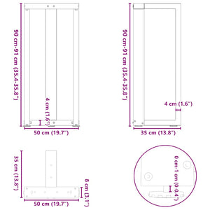 vidaXL Bar Table Legs T-Shaped 2 pcs Anthracite 50x35x(91-92) cm Steel