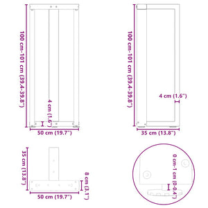 vidaXL Bar Table Legs T-Shaped 2 pcs Black 50x35x(101-102) cm Steel