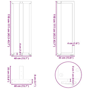 vidaXL Bar Table Legs T-Shaped 2 pcs White 40x35x(111-112) cm Steel