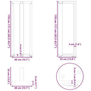 vidaXL Bar Table Legs T-Shaped 2 pcs Anthracite 40x35x(111-112) cm Steel