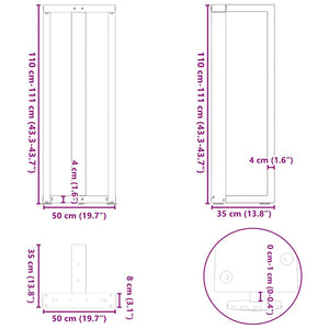 vidaXL Bar Table Legs T-Shaped 2 pcs Anthracite 50x35x(111-112) cm Steel