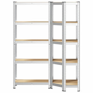 vidaXL 2 Piece 5-Layer Shelves Set Silver Steel&Engineered Wood