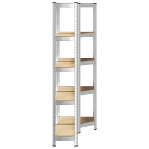 vidaXL 2 Piece 5-Layer Shelves Set Silver Steel&Engineered Wood