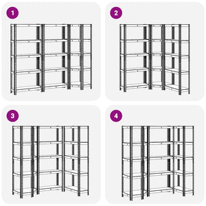 vidaXL 3 Piece 5-Layer Shelves Set Silver Steel&Engineered Wood