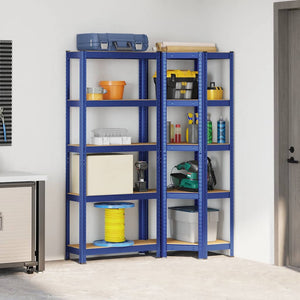 vidaXL 2 Piece 5-Layer Shelves Set Blue Steel&Engineered Wood