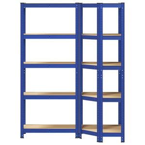 vidaXL 2 Piece 5-Layer Shelves Set Blue Steel&Engineered Wood