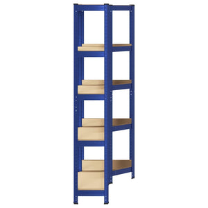 vidaXL 2 Piece 5-Layer Shelves Set Blue Steel&Engineered Wood