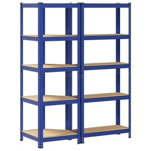 vidaXL 2 Piece 5-Layer Shelves Set Blue Steel&Engineered Wood