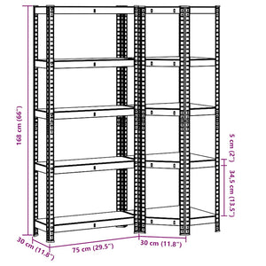 vidaXL 2 Piece 5-Layer Shelves Set Blue Steel&Engineered Wood