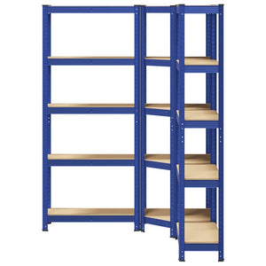 vidaXL 3 Piece 5-Layer Shelves Set Blue Steel&Engineered Wood