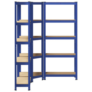 vidaXL 3 Piece 5-Layer Shelves Set Blue Steel&Engineered Wood