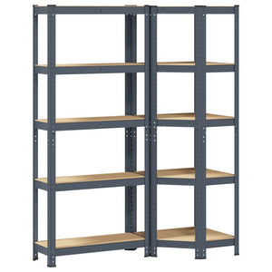 vidaXL 2 Piece 5-Layer Shelves Set Anthracite Steel&Engineered Wood