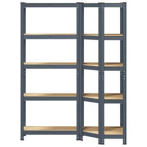 vidaXL 2 Piece 5-Layer Shelves Set Anthracite Steel&Engineered Wood