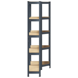 vidaXL 2 Piece 5-Layer Shelves Set Anthracite Steel&Engineered Wood