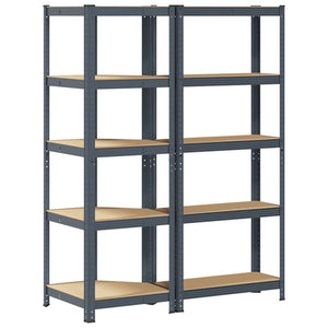 vidaXL 2 Piece 5-Layer Shelves Set Anthracite Steel&Engineered Wood