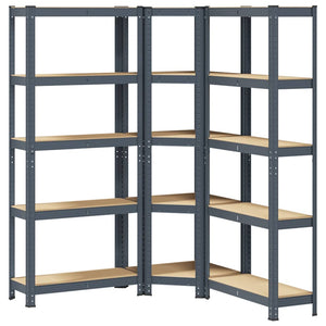 vidaXL 3 Piece 5-Layer Shelves Set Anthracite Steel&Engineered Wood