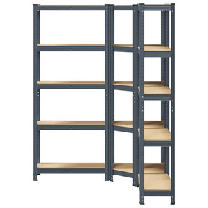 vidaXL 3 Piece 5-Layer Shelves Set Anthracite Steel&Engineered Wood