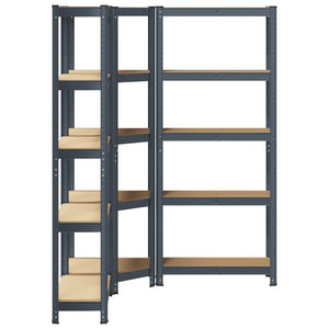 vidaXL 3 Piece 5-Layer Shelves Set Anthracite Steel&Engineered Wood