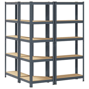 vidaXL 3 Piece 5-Layer Shelves Set Anthracite Steel&Engineered Wood