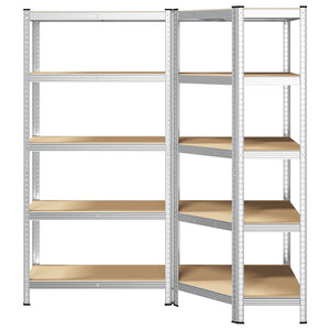 vidaXL 2 Piece 5-Layer Shelves Set Silver Steel&Engineered Wood