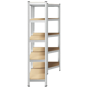 vidaXL 2 Piece 5-Layer Shelves Set Silver Steel&Engineered Wood