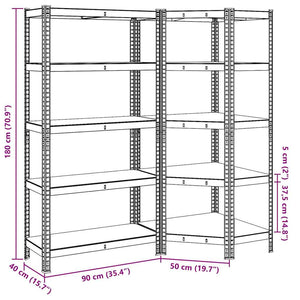 vidaXL 2 Piece 5-Layer Shelves Set Silver Steel&Engineered Wood