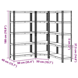 vidaXL 3 Piece 5-Layer Shelves Set Silver Steel&Engineered Wood