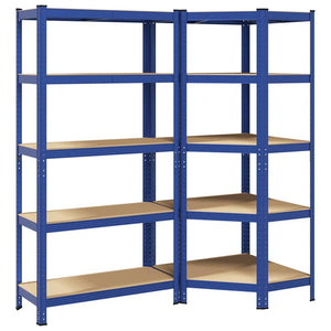 vidaXL 2 Piece 5-Layer Shelves Set Blue Steel&Engineered Wood