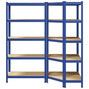 vidaXL 2 Piece 5-Layer Shelves Set Blue Steel&Engineered Wood