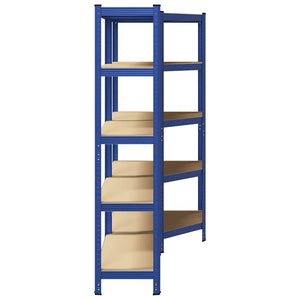 vidaXL 2 Piece 5-Layer Shelves Set Blue Steel&Engineered Wood