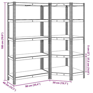 vidaXL 2 Piece 5-Layer Shelves Set Blue Steel&Engineered Wood