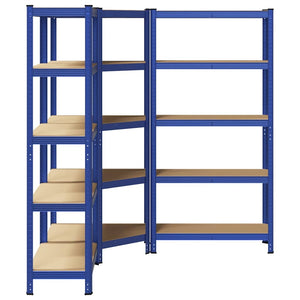 vidaXL 3 Piece 5-Layer Shelves Set Blue Steel&Engineered Wood