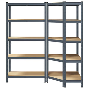 vidaXL 2 Piece 5-Layer Shelves Set Anthracite Steel&Engineered Wood