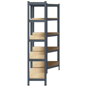 vidaXL 2 Piece 5-Layer Shelves Set Anthracite Steel&Engineered Wood