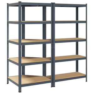 vidaXL 2 Piece 5-Layer Shelves Set Anthracite Steel&Engineered Wood