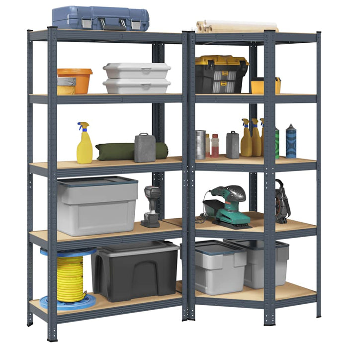 vidaXL 2 Piece 5-Layer Shelves Set Anthracite Steel&Engineered Wood