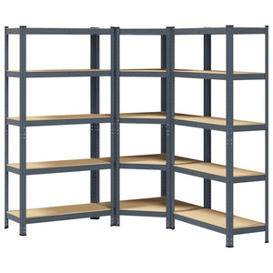 vidaXL 3 Piece 5-Layer Shelves Set Anthracite Steel&Engineered Wood