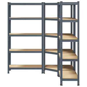 vidaXL 3 Piece 5-Layer Shelves Set Anthracite Steel&Engineered Wood